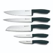 Bloc de 5 couteaux en acier noir - "Lumin"