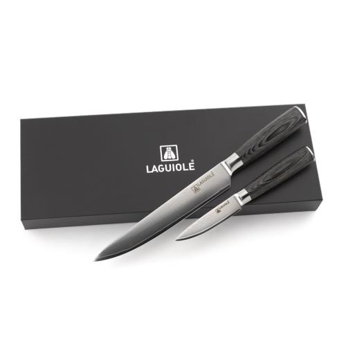 Coffret de 2 couteaux Damarus en acier noir - "Marcel"