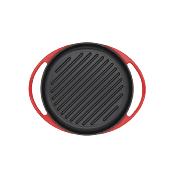 Plancha grill ronde fonte émaillée rouge dia 25cm