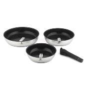 Set de 3 poles inox amovible 20/24/28cm antiadhsif - "Ractif"