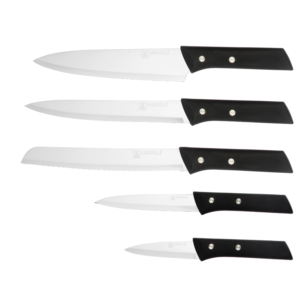 Set aimanté 5 couteaux cuisine 443930 noir Laguiole Heritage