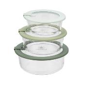 Lot de 3 botes en verre rondes avec couvercle 400/650/950ml