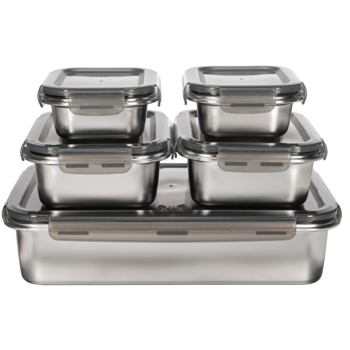 5 boîtes rectangulaires inox  