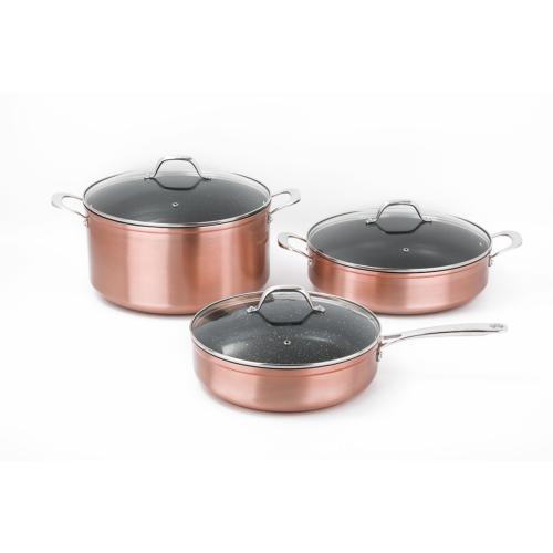 Batterie 6 pièces "Simone" - aluminium forgé - coloris cuivré 