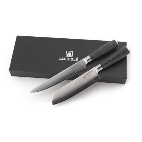 Coffret de 2 couteaux Damarus en acier noir - "Lenoir"