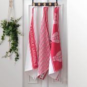 Lot de 3 torchons rouge 50x80cm - "Scarlet"