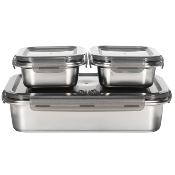 3 boîtes rectangulaires inox - 650ml/2500ml 