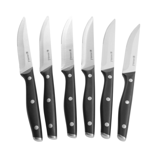 Set de 6 couteaux à steak en acier noir - "Vatel"