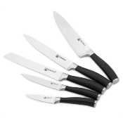 Bloc magnétique de 5 couteaux en acier noir - "Tirel