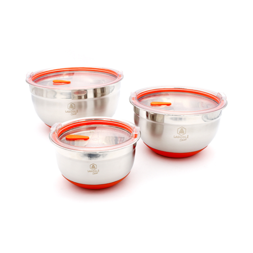 Set de 3 bols inox/orange 16/20/24cm - "Market