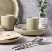 Lot de 6 assiettes creuses vert - "Iris"