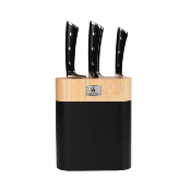 Bloc de 4 couteaux en acier noir - "Lustrobois"