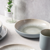Lot de 6 assiettes creuses bleu - "Iris"