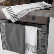 Lot de 3 torchons nid d'abeilles 50x80cm - "River Gris"