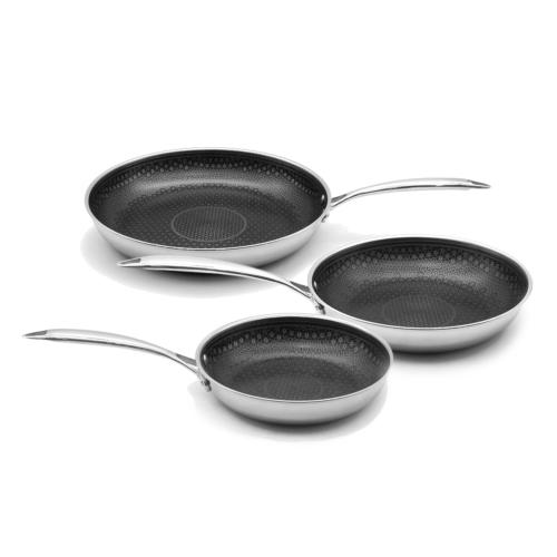 Set 3 poêles inox Triplex 20/24/28cm