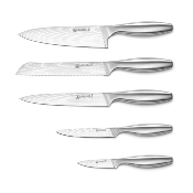 Bloc de 5 couteaux en acier argent - "Psyché