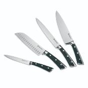 Bloc de 4 couteaux en acier noir - "Lustrobois"