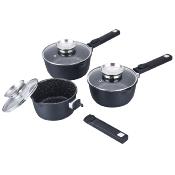 Set de 2 casseroles 16-20 cm manche fixe - 3 couches : Acier  Inoxydable-Aluminium - Cuivre - Poignees rivetees - Tous feux dont  induction