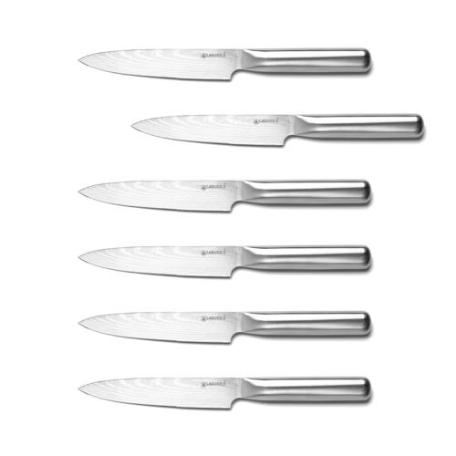 Set de 6 couteaux à steak en acier argent - "Reflet Hex"