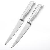 2 couteaux  steak argent 25cm - "Nouvelle vague