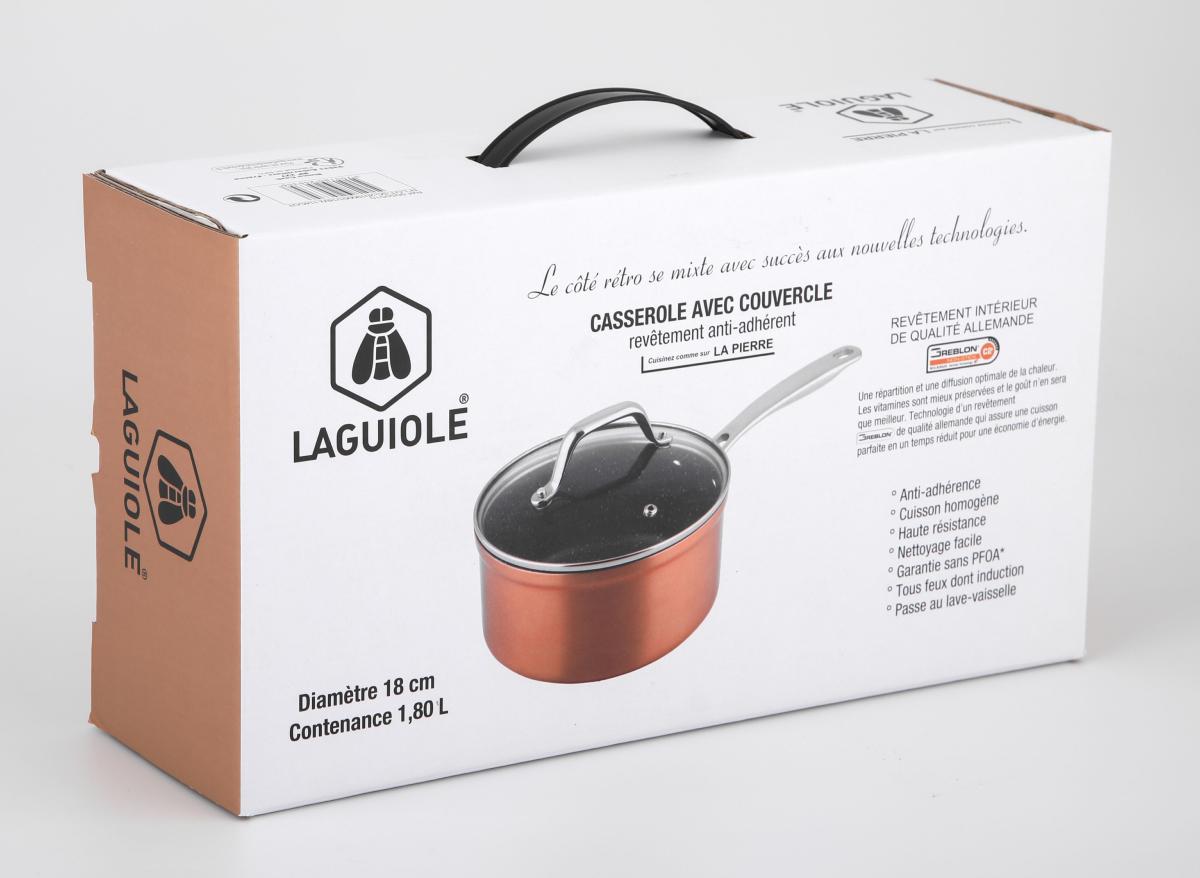 Casserole 18cm couleur cuivre effet pierre Laguiole