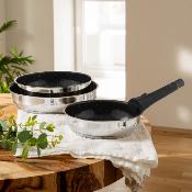 Set de 3 poêles inox amovible 20/24/28cm antiadhésif - "Réactif"