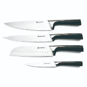 Bloc de 4 couteaux en acier noir - "Scintibois"
