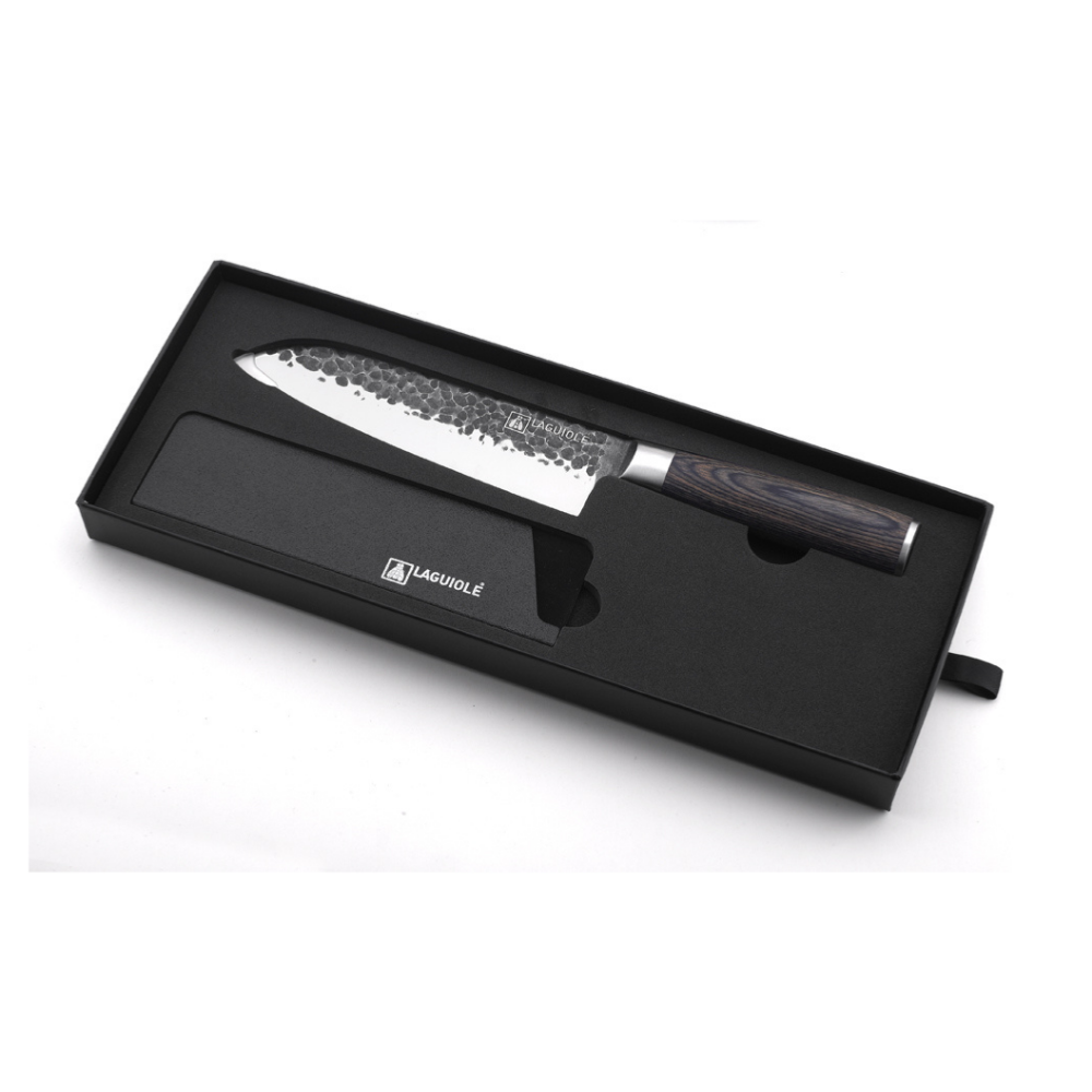 Laguiole - Couteau de chef noir 'Martelée' 32cm - "Aya" <br> <br> 