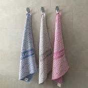 Lot de 3 torchons prune/gris/bleu 50x80cm - "Sorbet"