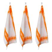 Lot de 3 torchons nid d'abeilles 50x70cm orange -  "Carr" 