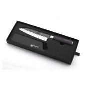Couteau de chef noir 'Martelée' 32cm - "Aya"
