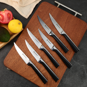 Set de 6 couteaux à steak en acier noir  - "Scintibois"