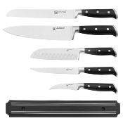 Set de 5 couteaux avec barre magntique en acier noir  - "Axel"