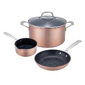 Set de 4 pièces cuivré 28cm Greblon céramique - "Héritage"