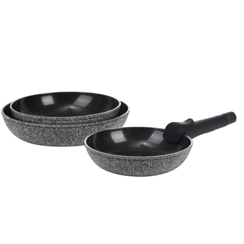 Set de 3 poêles noir amovible 20/24/28cm - "Charbon"