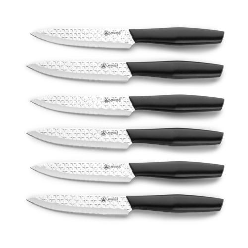 Set de 6 couteaux à steak en acier noir - "Nova"