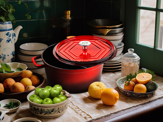 cocotte en fonte rouge laguiole cuisson